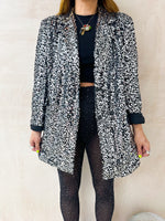 Scattered Sequin Oversized Blazer In Silver