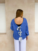 Sequin Bow Detail Jumper In Royal Blue