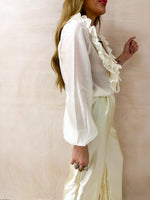 Ruffle Front Floaty Top In Cream