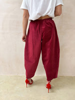 High Waisted Balloon Trousers In Burgundy Cord