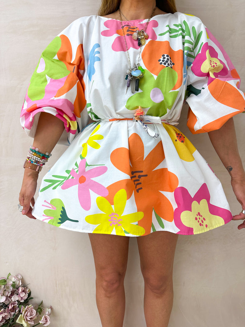 Miley Puff Sleeve Mini Dress In Floral