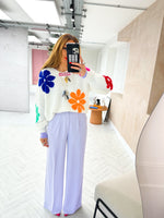 Slouch Fit Multi Coloured Floral Jumper In White