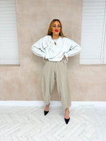 High Waisted Balloon Fit Trousers In Beige