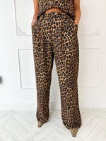 High Waisted Tailored Trousers In Leopard Print