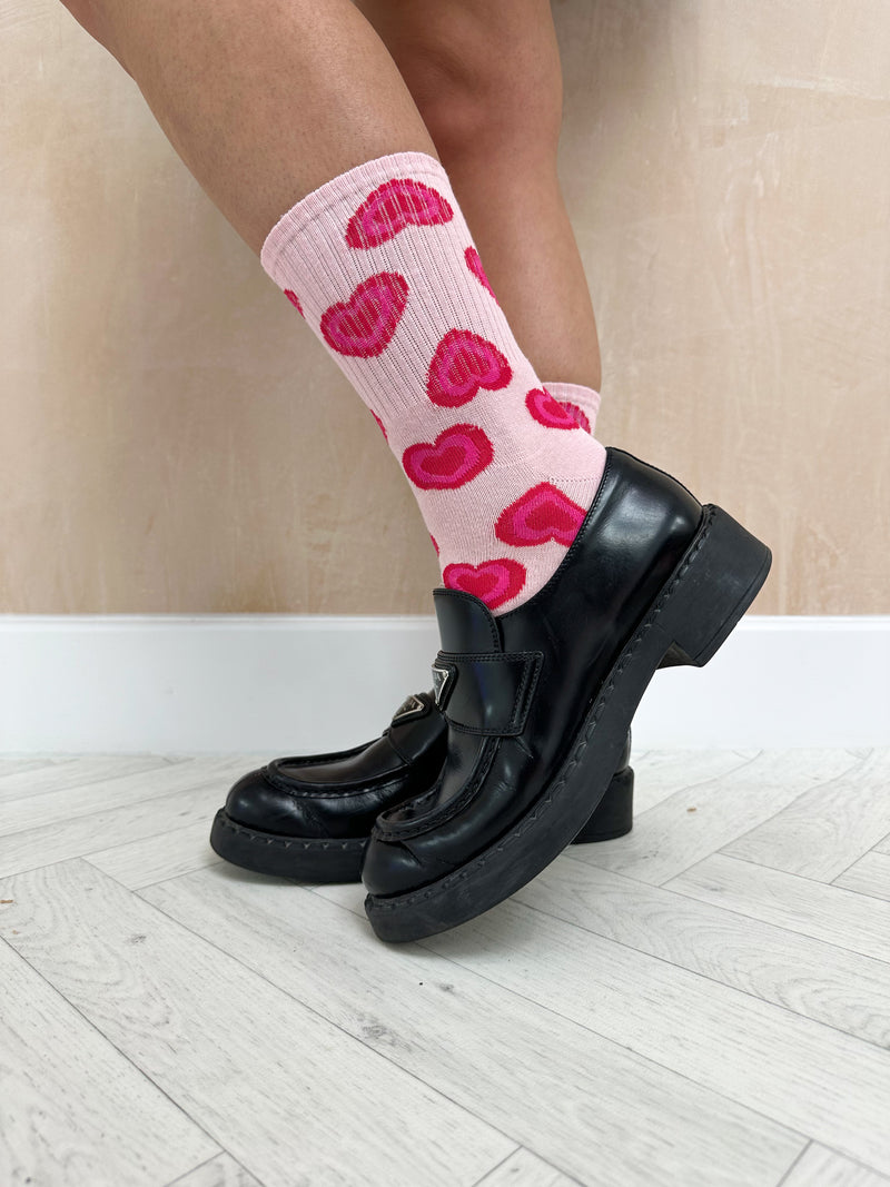 Scattered Heart Socks in  Pink