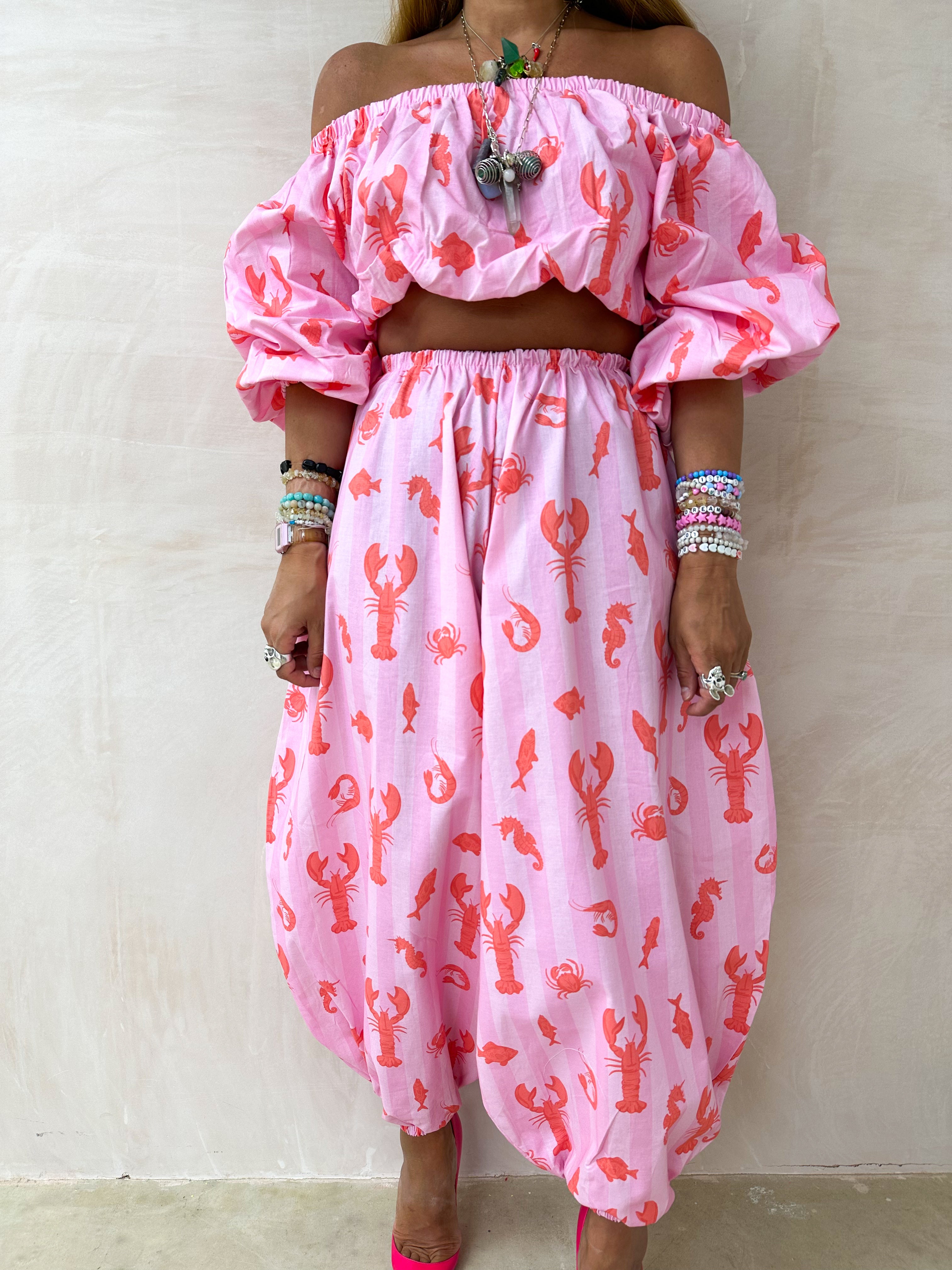 The Phoebe Balloon Trousers In Lobster Print