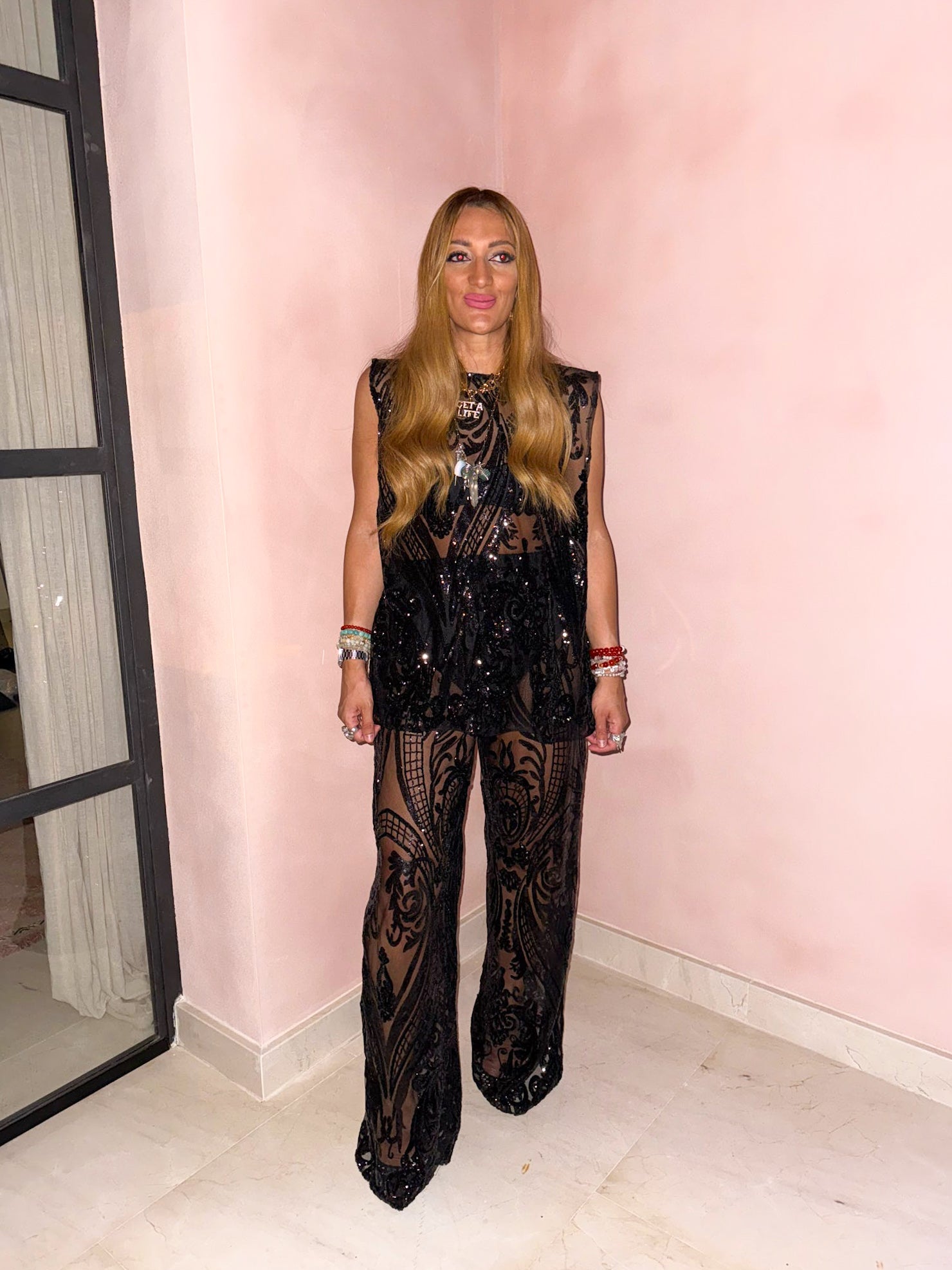 The Solaris Sequin Trousers In Black