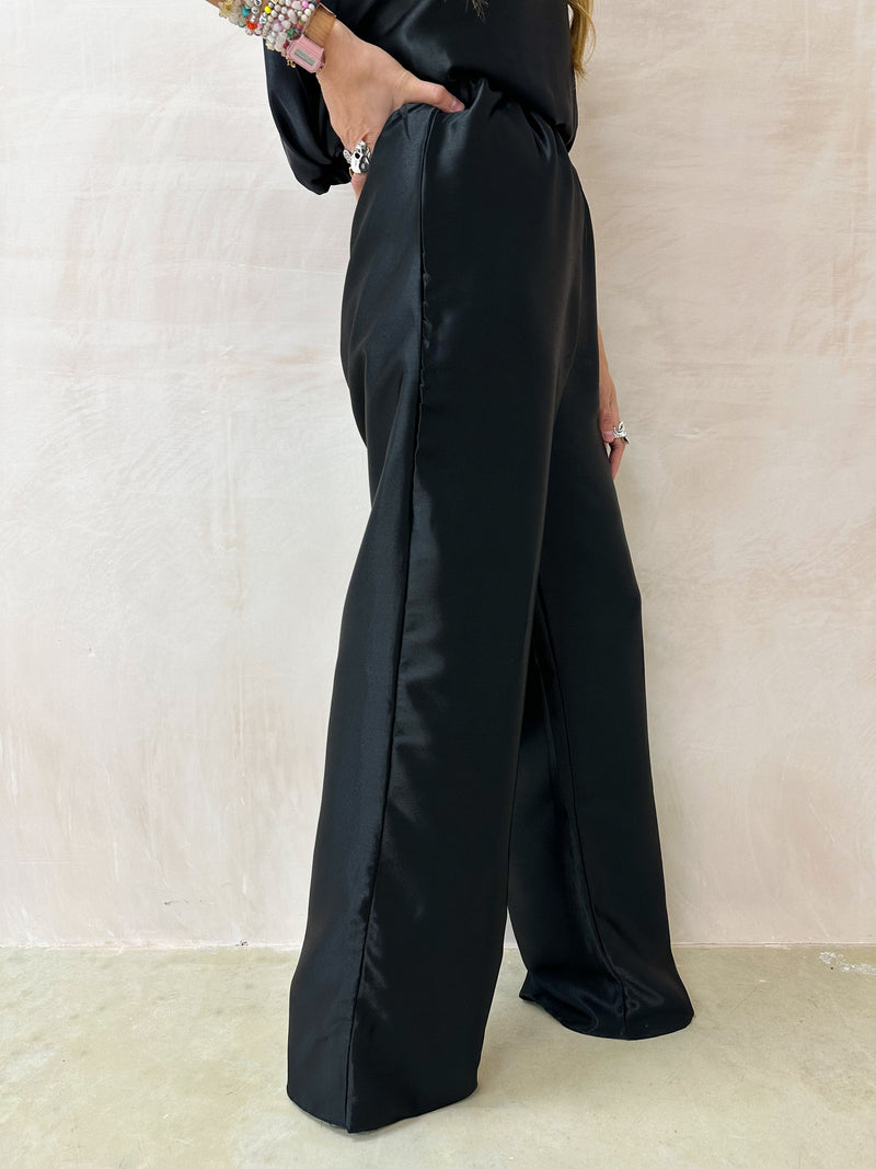 The Midnight Wide Leg Trousers In Black