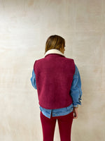 Faux Suede Gilet In Burgundy