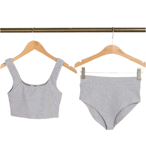 Crop Rib Jersey Bralette In Grey