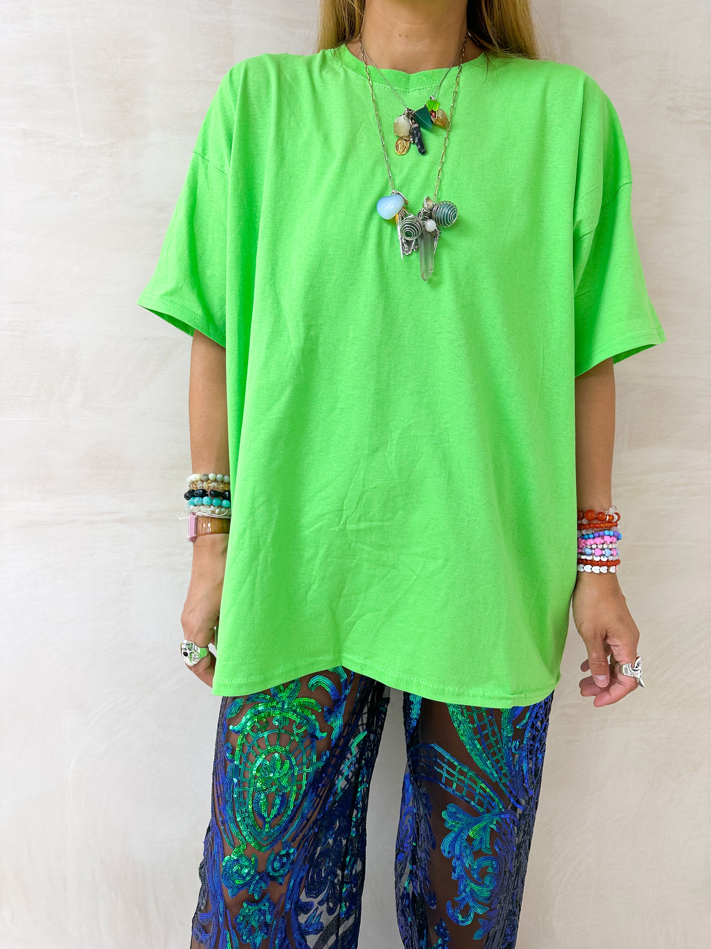 Oversized Basic T-Shirt In Neon Green