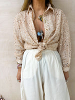 Sequin/Beaded Relaxed Fit Shirt In Rose Gold