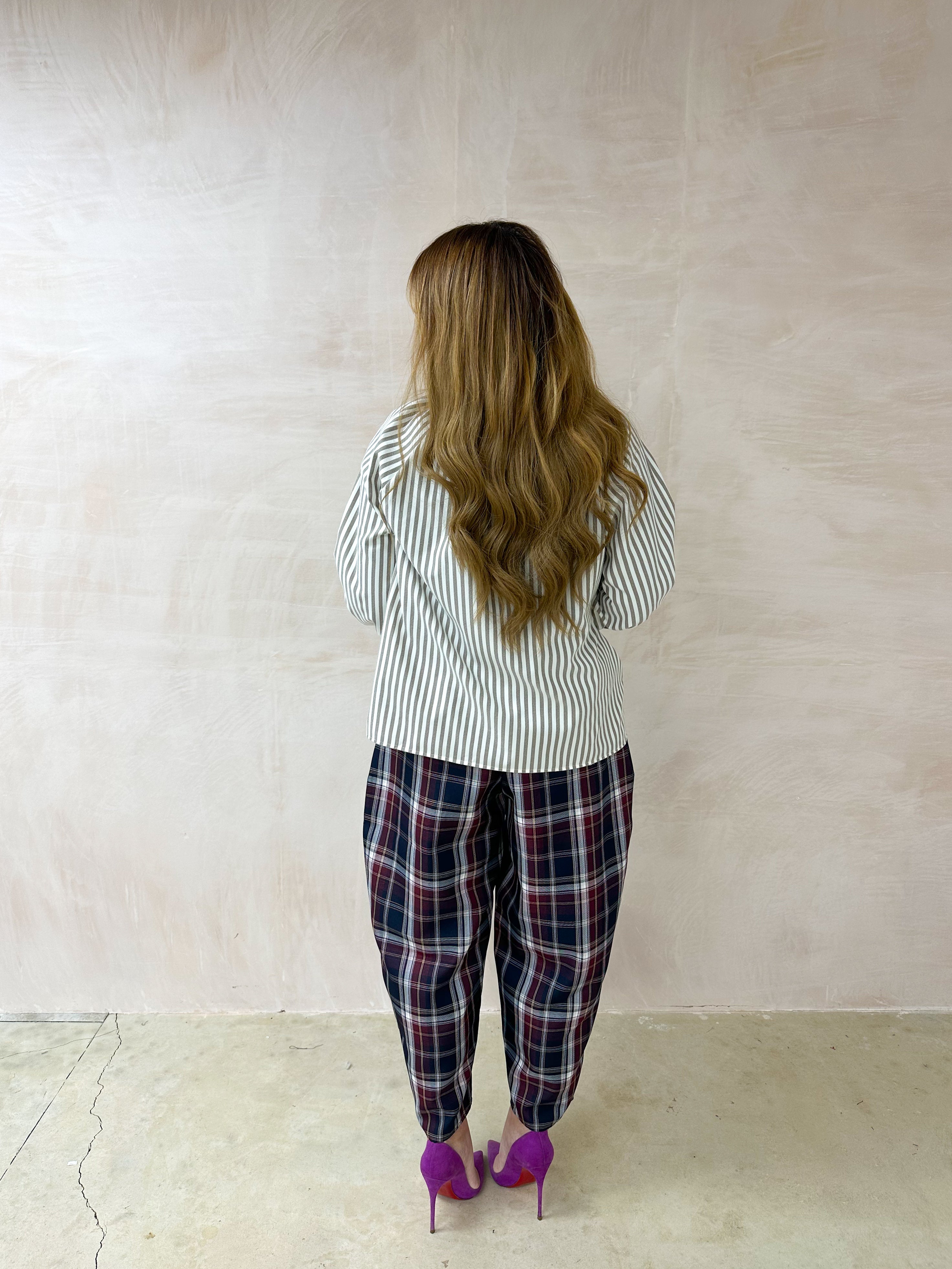 Stripe Bow Front Shirt In Brown And Cream
