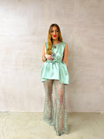 The Midnight Sequin Extreme Flares In Sage Green