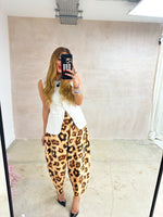 Leopard Print Balloon Trousers In Soft Cotton