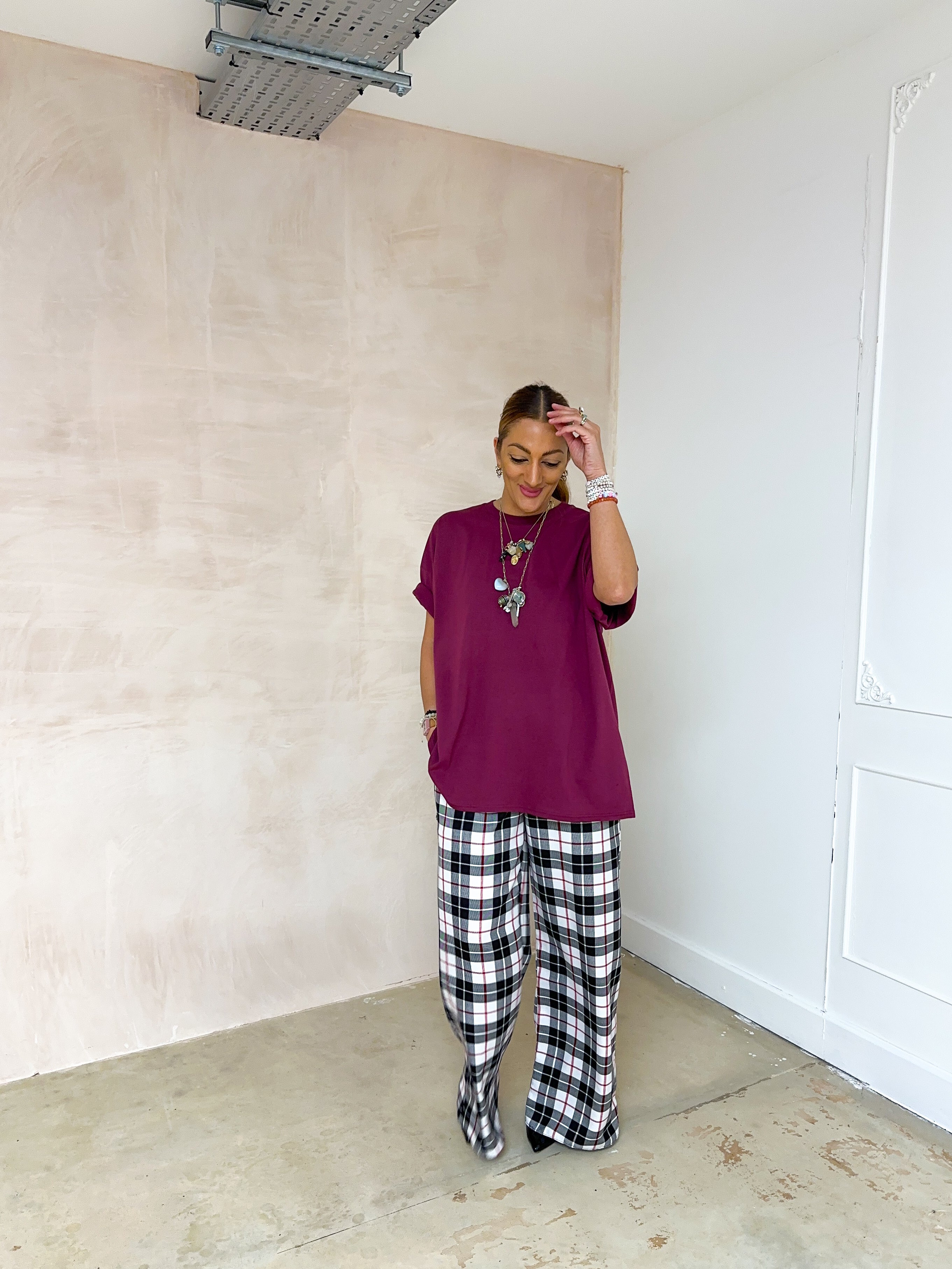 Oversized Basic T-Shirt In Burgundy