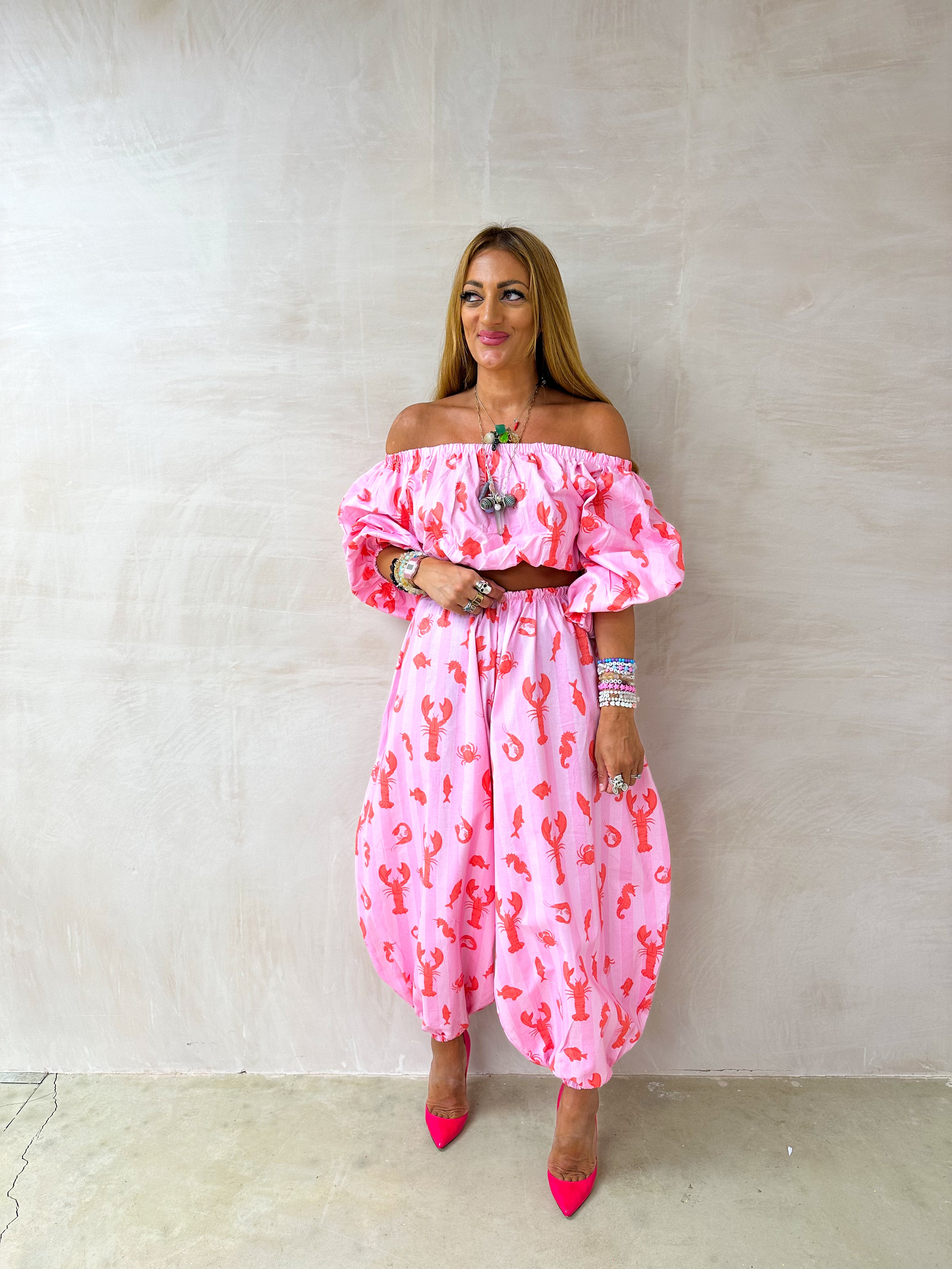 The Phoebe Balloon Trousers In Lobster Print