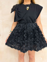 Rose Applique Skirt Style Shorts In Black