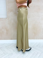High Waisted Satin Maxi Skirt In Gold