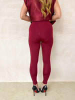 High Waisted Leggings In Burgundy