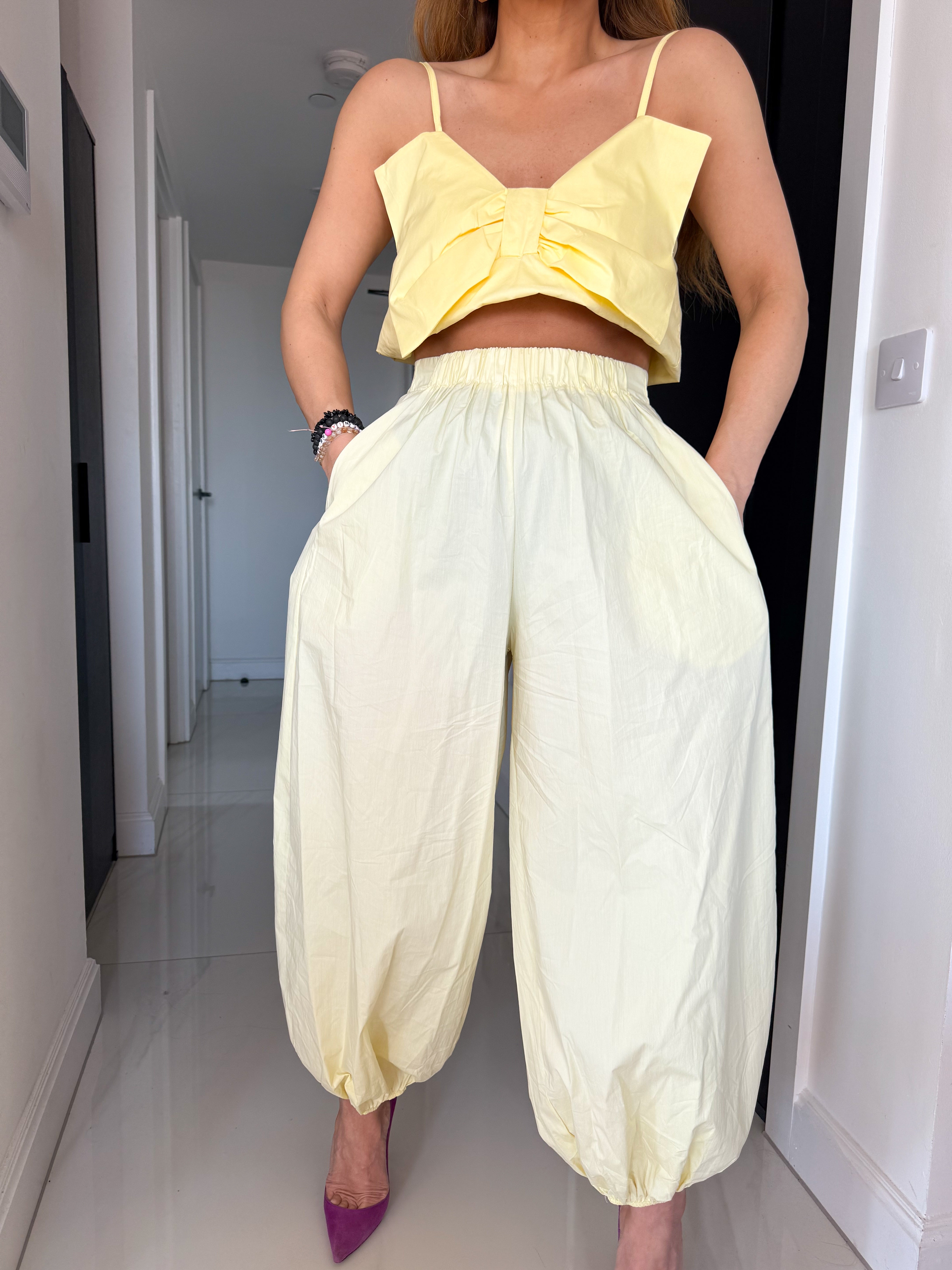 Bow Front Cami Top In Yellow