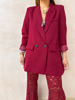 Slouch Basic Blazer In Burgundy