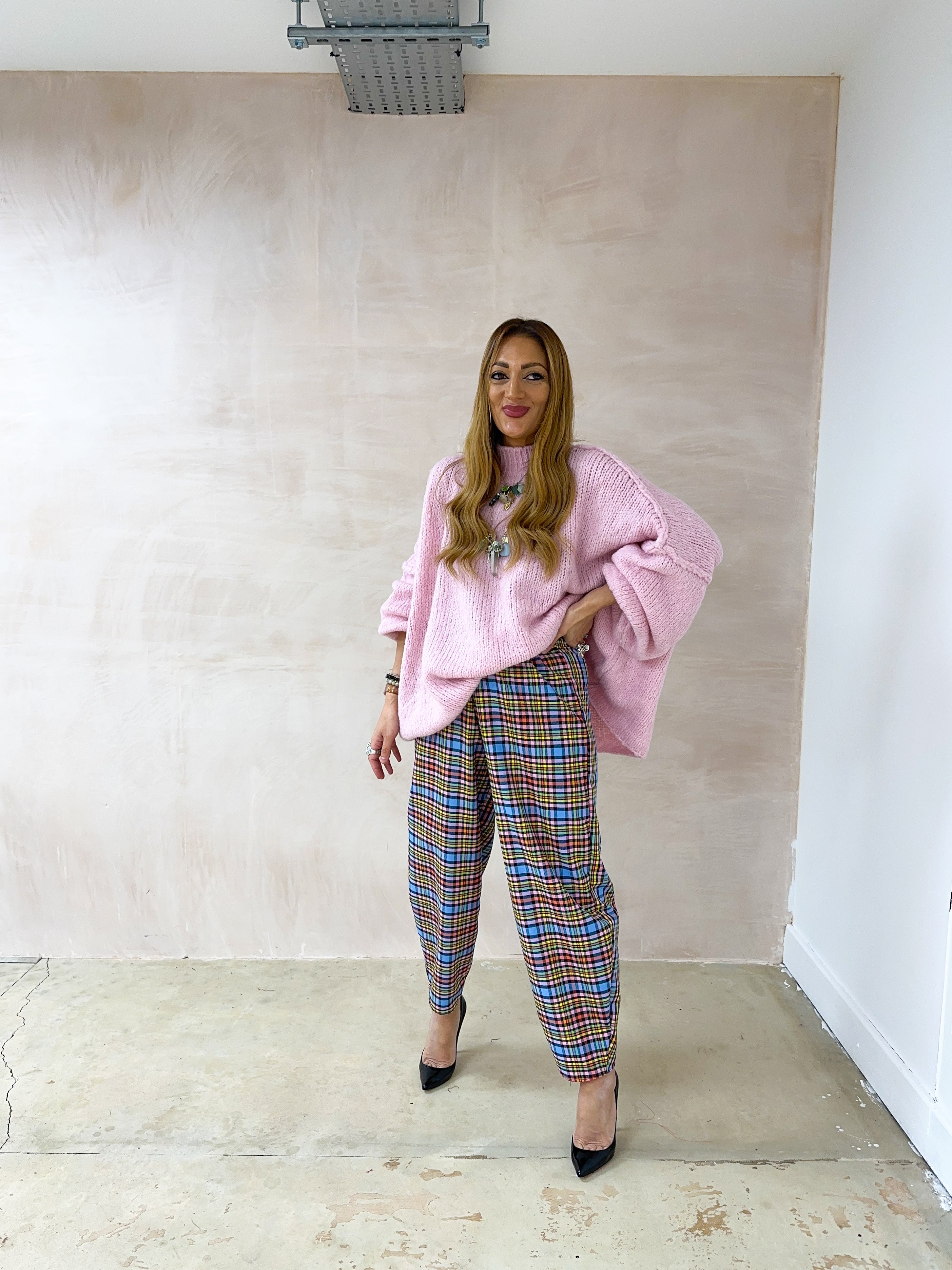 Chunky Knit Oversized Jumper In Pink