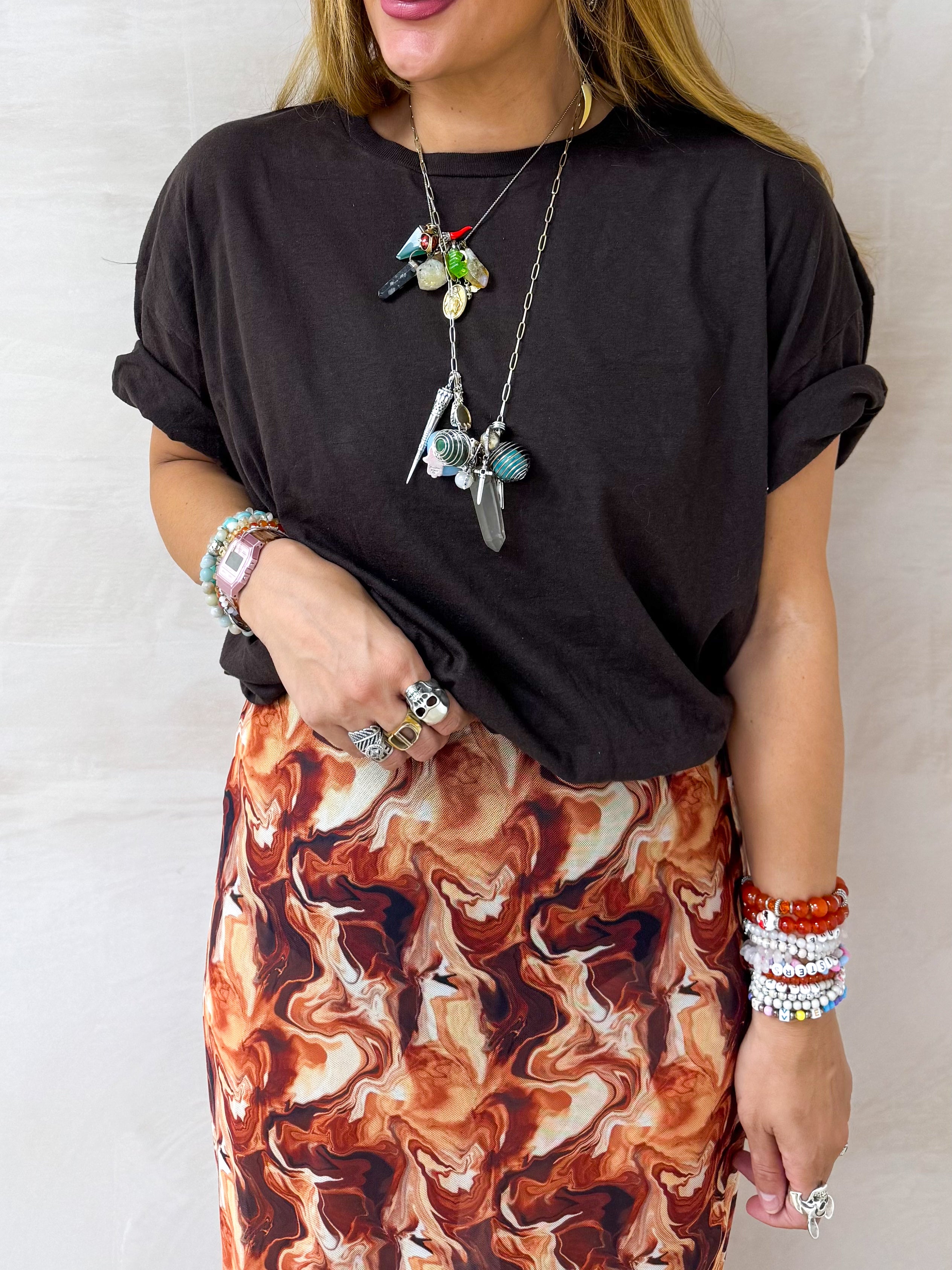 Cropped Basic T-Shirt In Brown