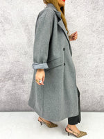 Oversized Tailored Longline Coat In Grey