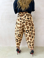 Leopard Print Balloon Trousers In Soft Cotton