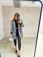 Scattered Sequin Oversized Blazer In Silver