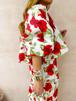 Juliet Puff Sleeve Top In Red Floral