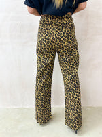 High Waisted Wide Leg Jeans In Leopard Print