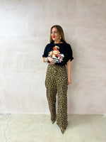 High Waisted Wide Leg Jeans In Leopard Print