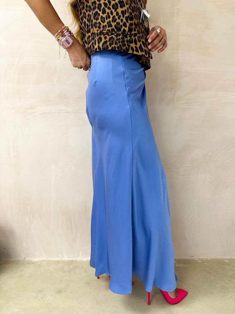 Wrap Front Detail Skirt In Powder Blue