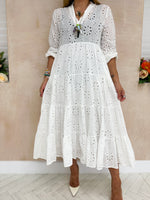 Broderie Anglaise Tiered Midi Dress In White
