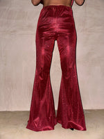 The Moonbeam Lurex Flares In Burgundy Glitter