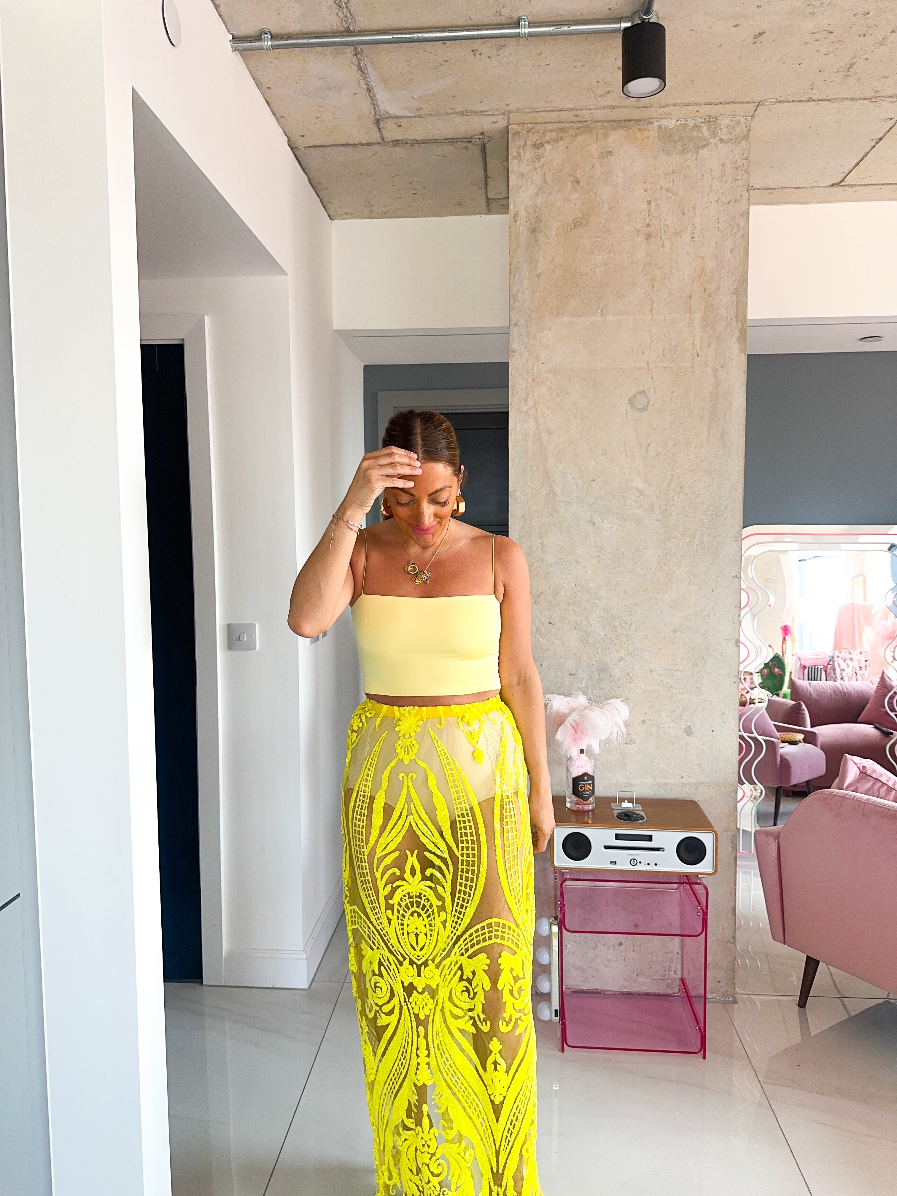 Basic Crop Cami Vest In Yellow