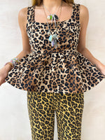 Peplum Style Scuba Top In Leopard Print