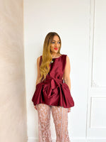 The Midnight Belted Top In Burgundy