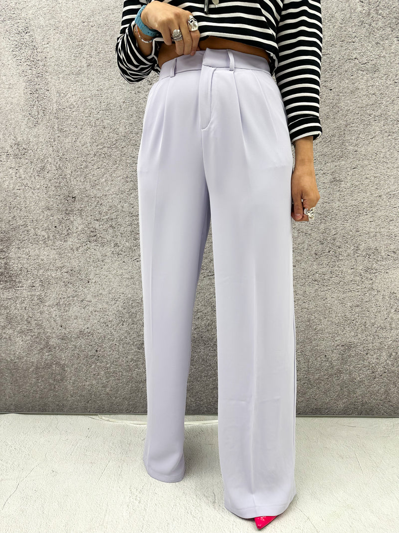 High Waisted Tailored Trousers In Lilac