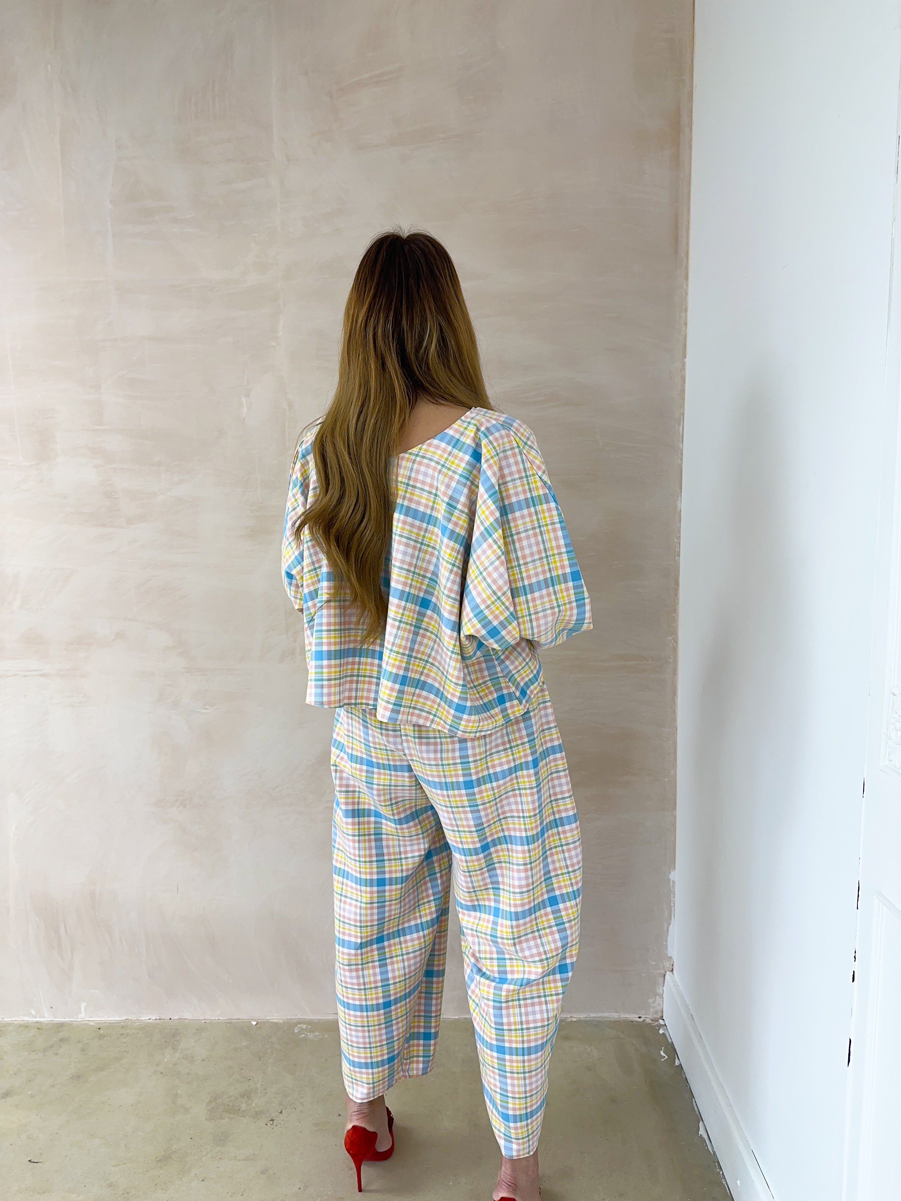 Muse Balloon Trousers In Pastel Tartan
