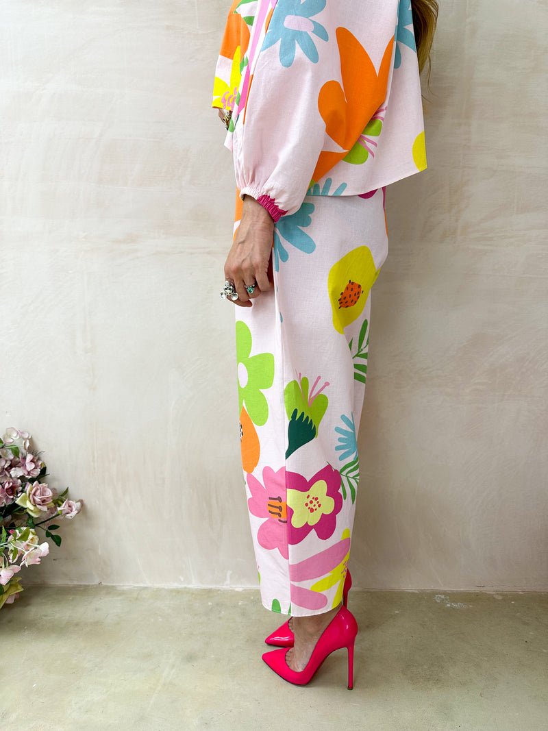 The Frida Balloon Trousers In Pink Floral Print