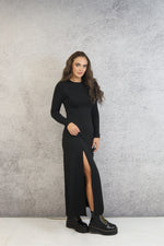 Long Sleeve Maxi Dress In Black