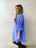 Puff Sleeve Sweatshirt Dress In Violet