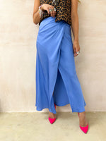 Wrap Front Detail Skirt In Powder Blue