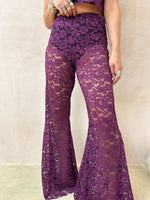 Fairytale Lace Extreme Flare Trousers In Purple