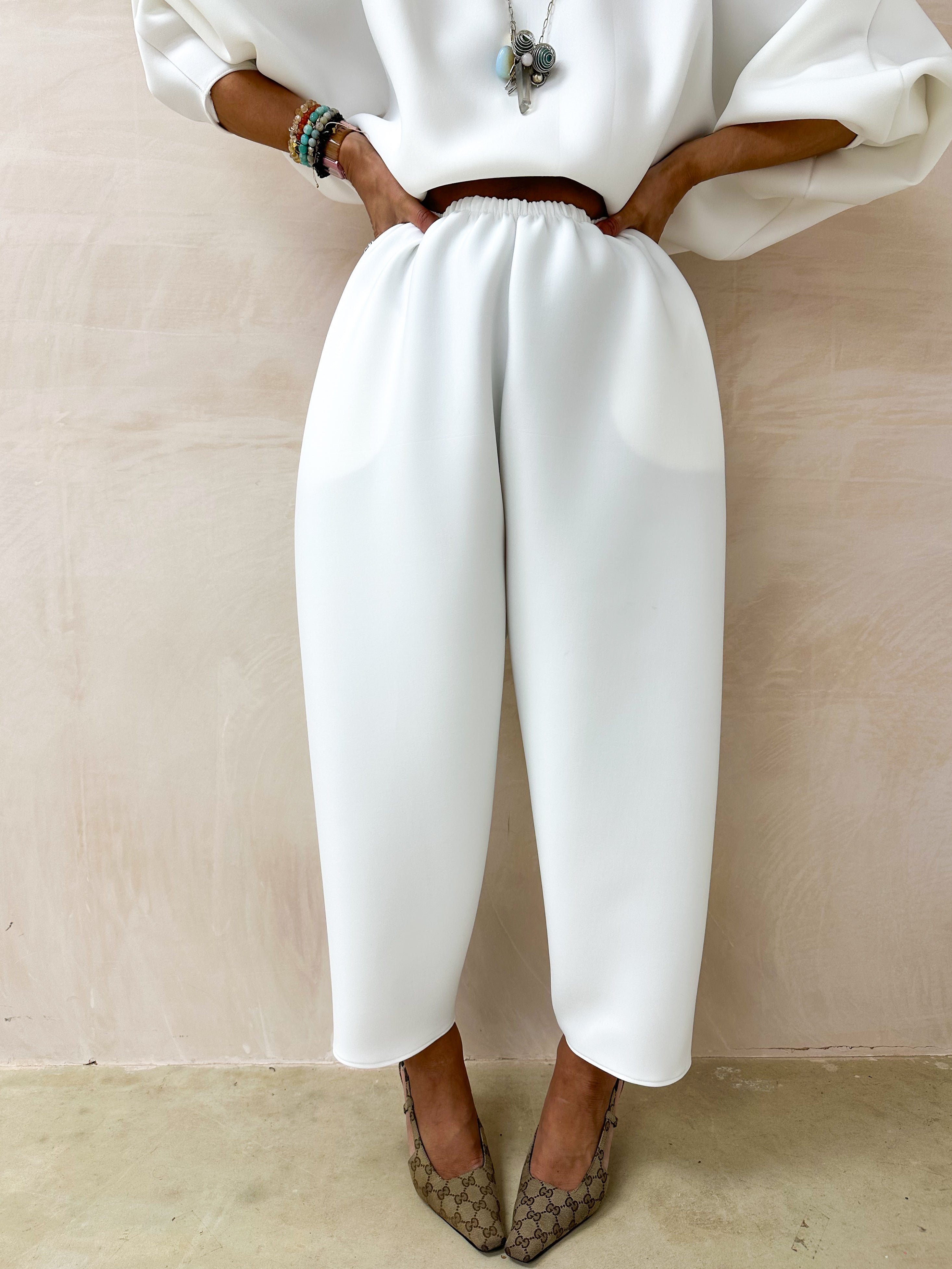 Scuba Balloon Trousers In White
