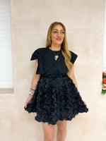 Rose Applique Skirt Style Shorts In Black