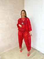 Sweet Dreams Lace Balloon Trousers In Red